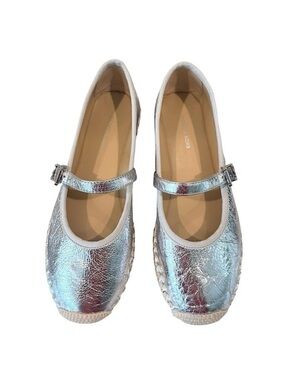 Michael Kors Lynn Metallic Crushed Leather Mary Jane Ballet Espadrilles